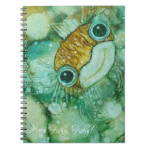 Anteckningsbok "Inkblot/Cute Fish Personalize"