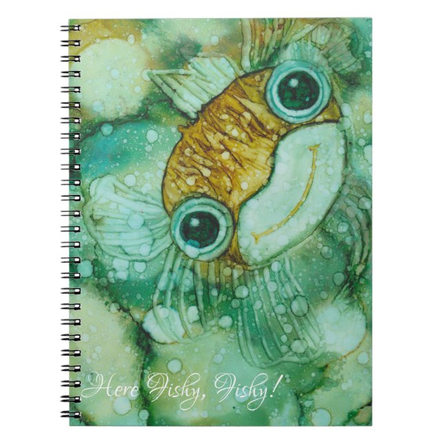 Anteckningsbok "Inkblot/Cute Fish Personalize" (Framsidan)