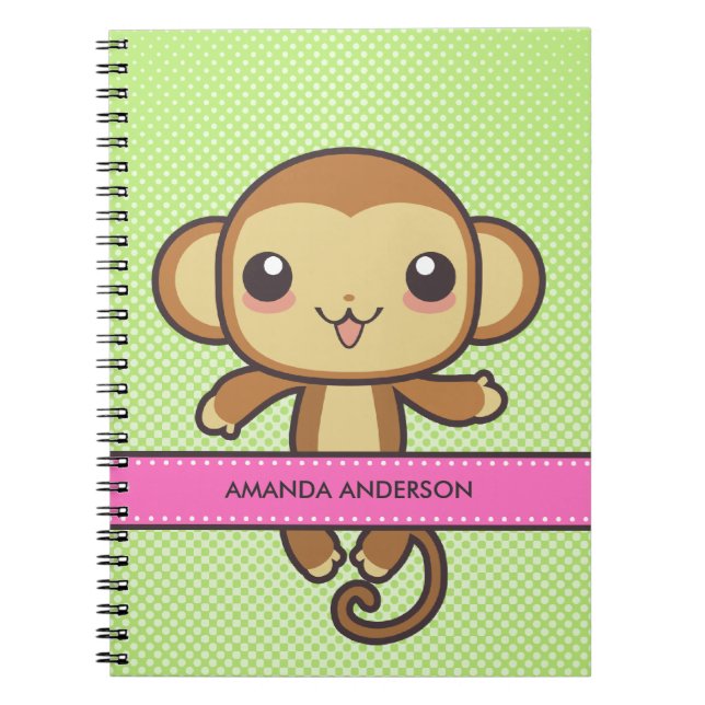 Anteckningsbok/journal för personligKawaii apa Anteckningsbok (Framsidan)