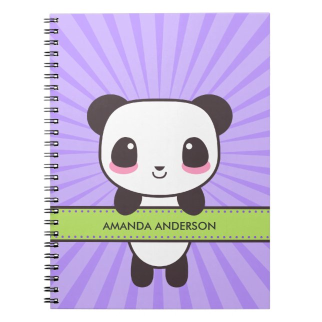 Anteckningsbok/journal för personligKawaii Panda Anteckningsbok (Framsidan)