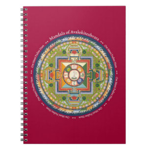 ANTECKNINGSBOK - Mandala av Chenrezig med Mantra