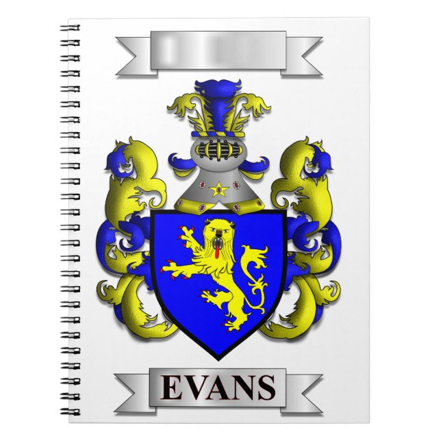 Anteckningsbok med efternamnet Evans och sköld (Framsidan)