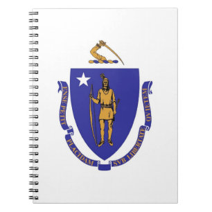 Anteckningsbok med Flagga av Massachusetts-tillstå Spiral