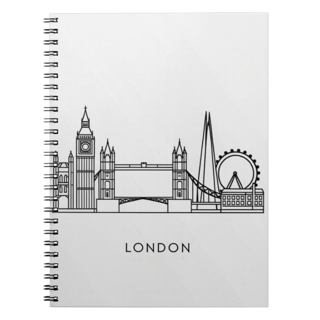 Anteckningsbok med London Landmarks Line Art (Framsidan)