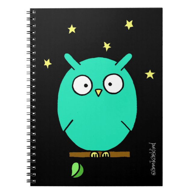 Anteckningsbok med nattuggla / Night Owl Notebook Spiral (Framsidan)