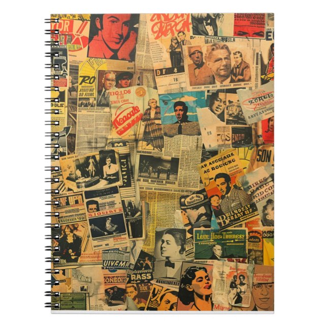 Anteckningsbok med vintage tidningscollage (Framsidan)