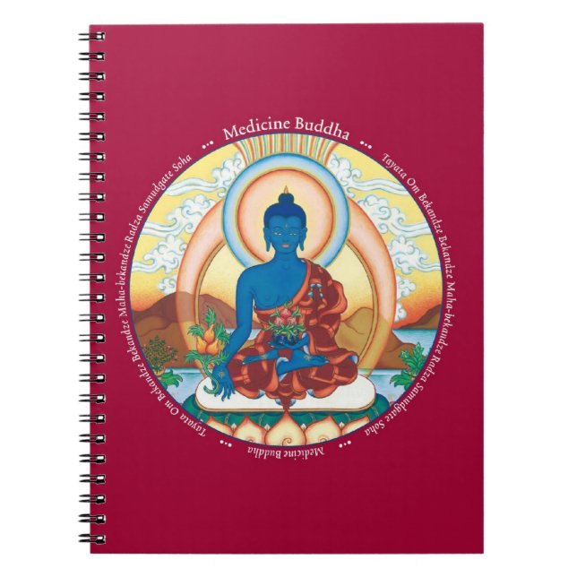 ANTECKNINGSBOK - medicin Buddha med hans Mantra Spiral (Framsidan)