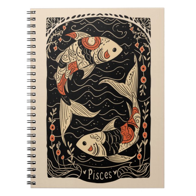 Anteckningsbok Pisces Celestial Zodiac Art (Framsidan)