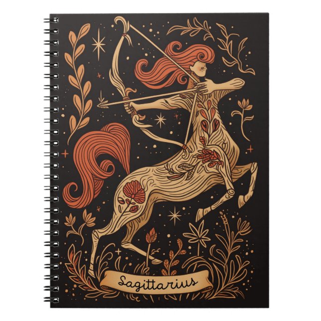 Anteckningsbok Sagittarius Celestial Zodiac Art (Framsidan)