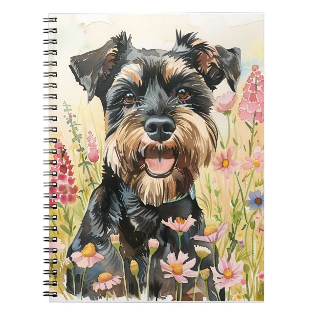 Anteckningsbok – Schnauzer Akvarell Journal för Hu (Framsidan)