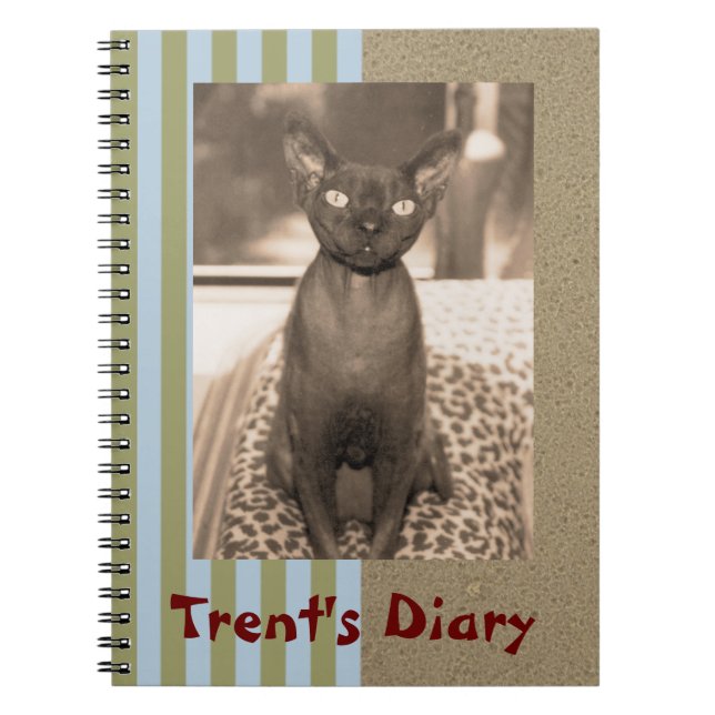 Anteckningsbok | Sepia Photo Devon Rex Cat (Framsidan)