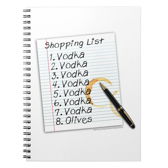 ANTECKNINGSBOK, VODKA INKÖPSLISTA ANTECKNINGSBOK (Framsidan)