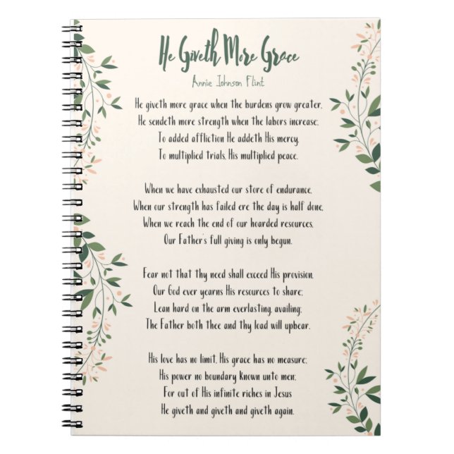 Anteckningsboken Annie Johnson Flint han gav mer r Anteckningsbok (Framsidan)