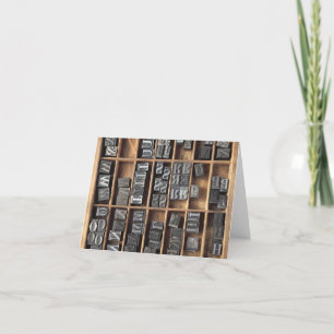 anteckningskort av typen letterpress metall