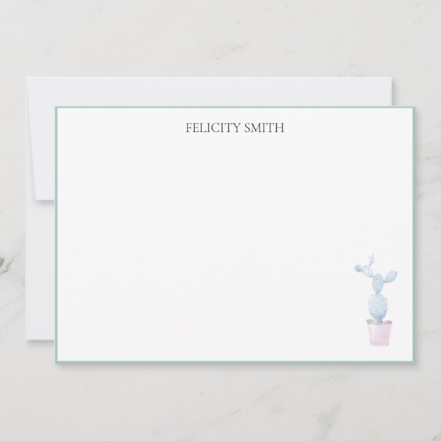 Anteckningskort Elegant Flat Modern Botanical Cact (Framsida)