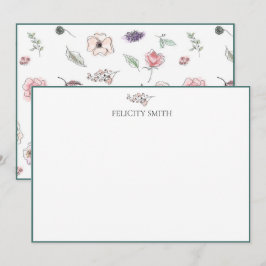 Anteckningskort Elegant Flat Modern Botanisk Rosa