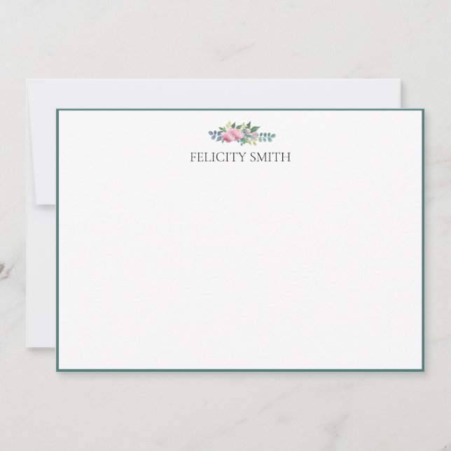 Anteckningskort Elegant Flat Modern botaniska peon (Framsida)