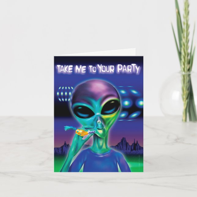 Anteckningskort för Alien Party - anpassat meddela (Framsida)