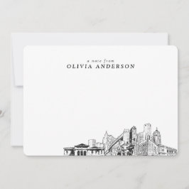 Anteckningskort för Detroit Skyline Sketch-Personl