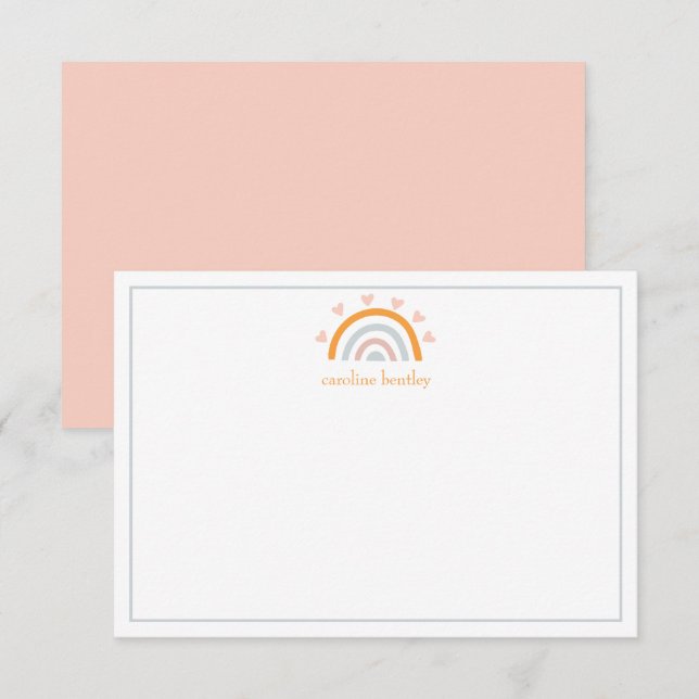 Anteckningskort för Hand plockade Rainbow Personli (Fram/baksida)