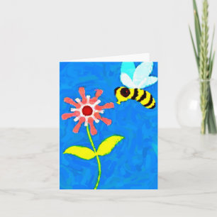 Anteckningskort för humla och blomma Tecknad