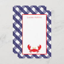Anteckningskort för Personlig av Gingham Crab