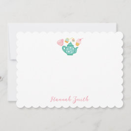 Anteckningskort för Preppy Rosa Tea Set Stationery