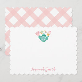 Anteckningskort för Preppy Rosa Tea Set Stationery