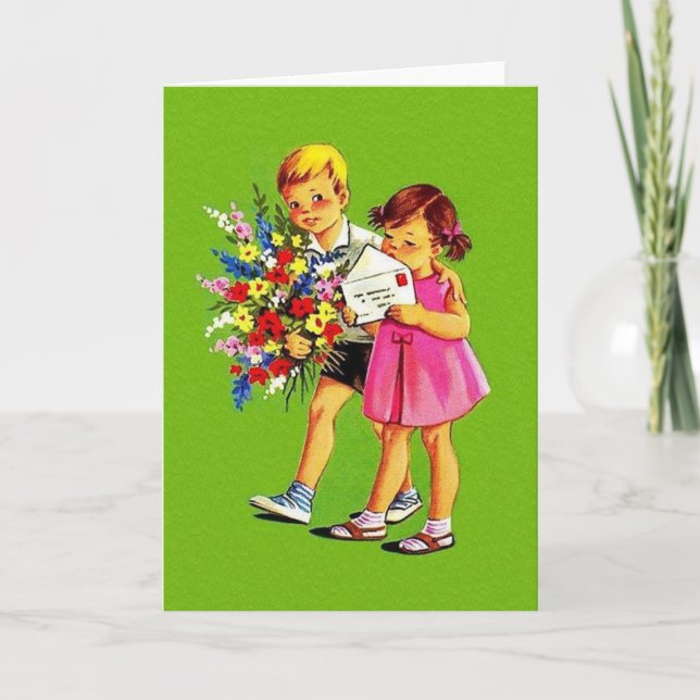 Anteckningskort för Retro Children Hälsning (Framsida)
