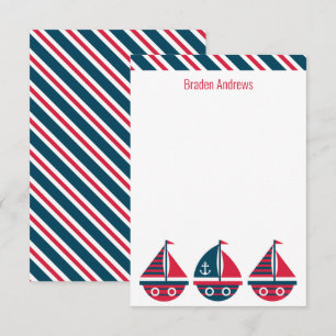 Anteckningskort för strimlade segelbåtar, Personli