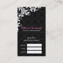 Anteckningskort för svartvit elegant Snöre Tidsbeställning Kort
