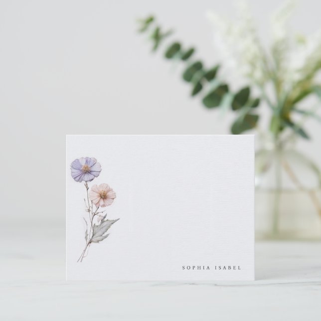 Anteckningskort för Wildblommor Boho Personlig Sta (Stående Fram)