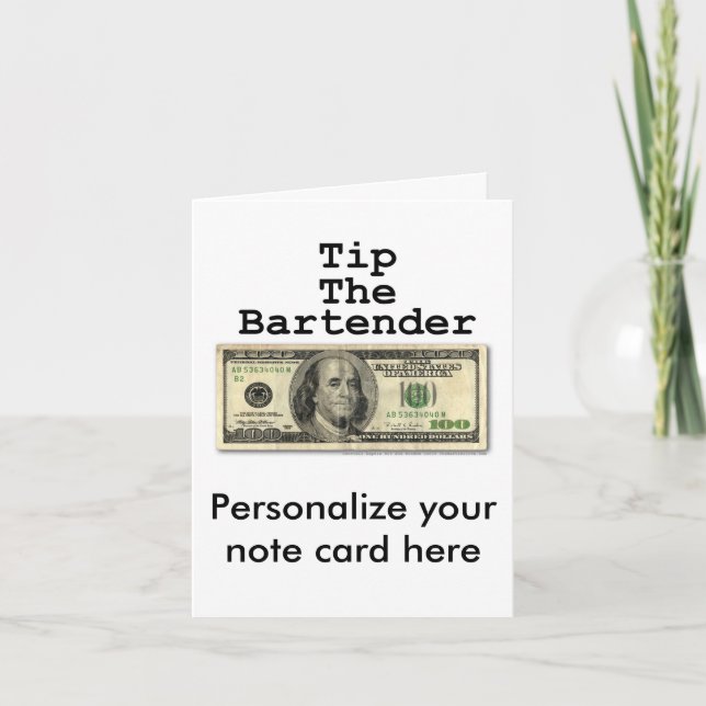 Anteckningskort - GE Dricks TILL BARTENDERN! (Framsida)