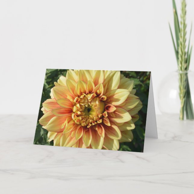 Anteckningskort med gult dahlia (Framsida)
