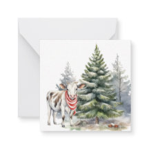 Anteckningskort med söt kalv som bär en röd-vit ha