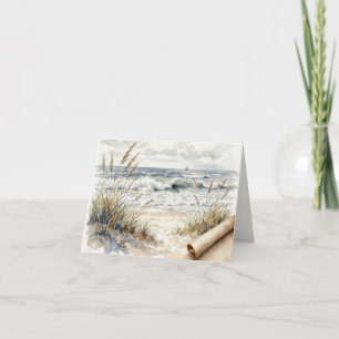 Anteckningskort Oceanstrand med rullat papper