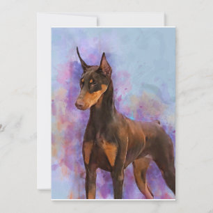 Anteckningskort - Röd doberman på vattenfärgsbakgr