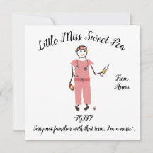 Anteckningskortets lilla miss Sweet Pea - sjuksköt