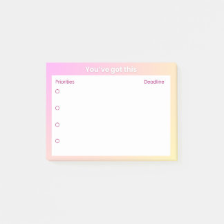 Anteckningsplanering – Prioriteringar & Deadline-l Post-it Block