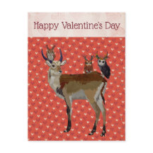 ANTELOPE & ANTLER UGGLA VALENTINS vykort