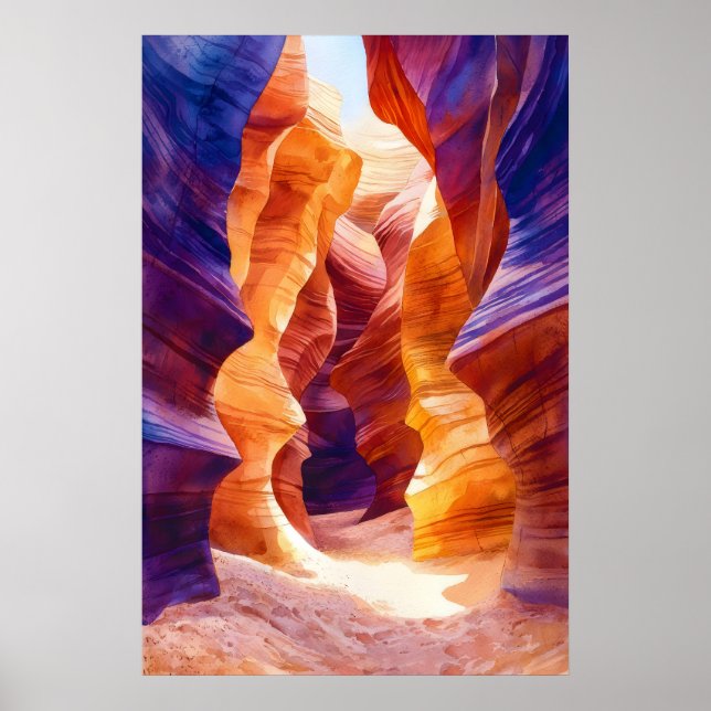 Antelope Canyon Akvarell Poster Akvarell (Framsidan)