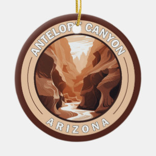 Antelope Canyon Arizona Retro Badge Julgransprydnad Keramik