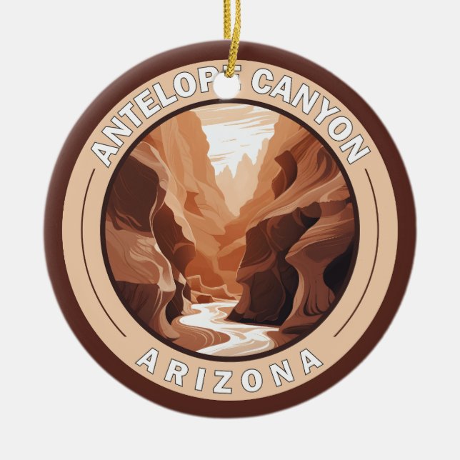 Antelope Canyon Arizona Retro Badge Julgransprydnad Keramik (Framsidan)