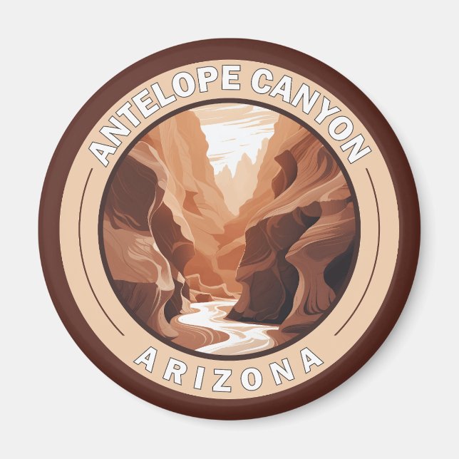 Antelope Canyon Arizona Retro Badge Magnet (Framsidan)