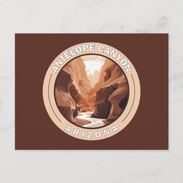 Antelope Canyon Arizona Retro Badge Vykort (Framsida)