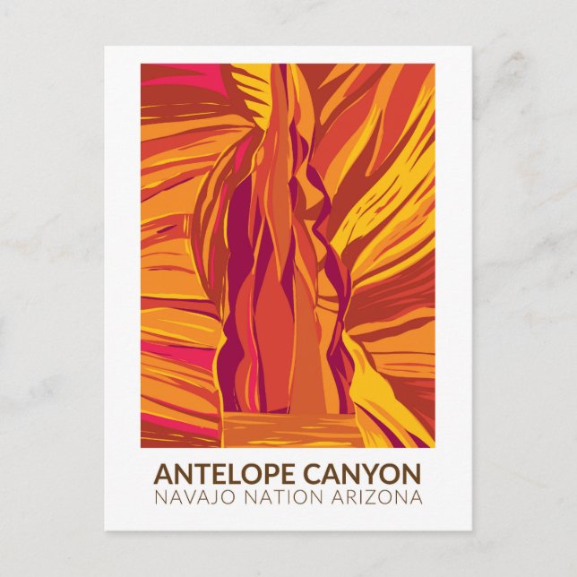 Antelope Canyon Arizona Travel Art Vintage Vykort (Framsida)