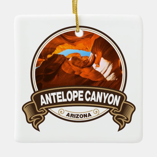 Antelope Canyon Arizona Travel Badge Julgransprydnad Keramik (Framsida)