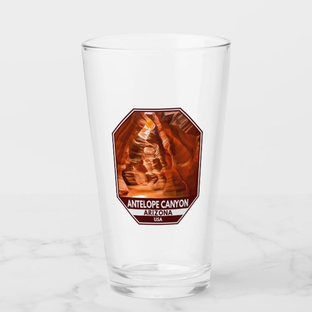 Antelope Canyon Arizona Travel Emblem Glaskopp (Framsida)