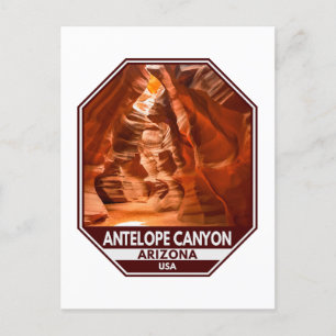 Antelope Canyon Arizona Travel Emblem Vykort