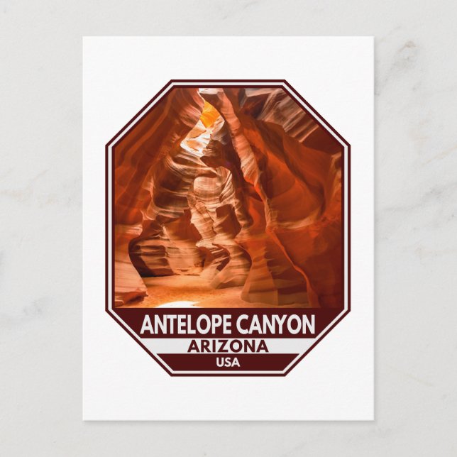 Antelope Canyon Arizona Travel Emblem Vykort (Framsida)